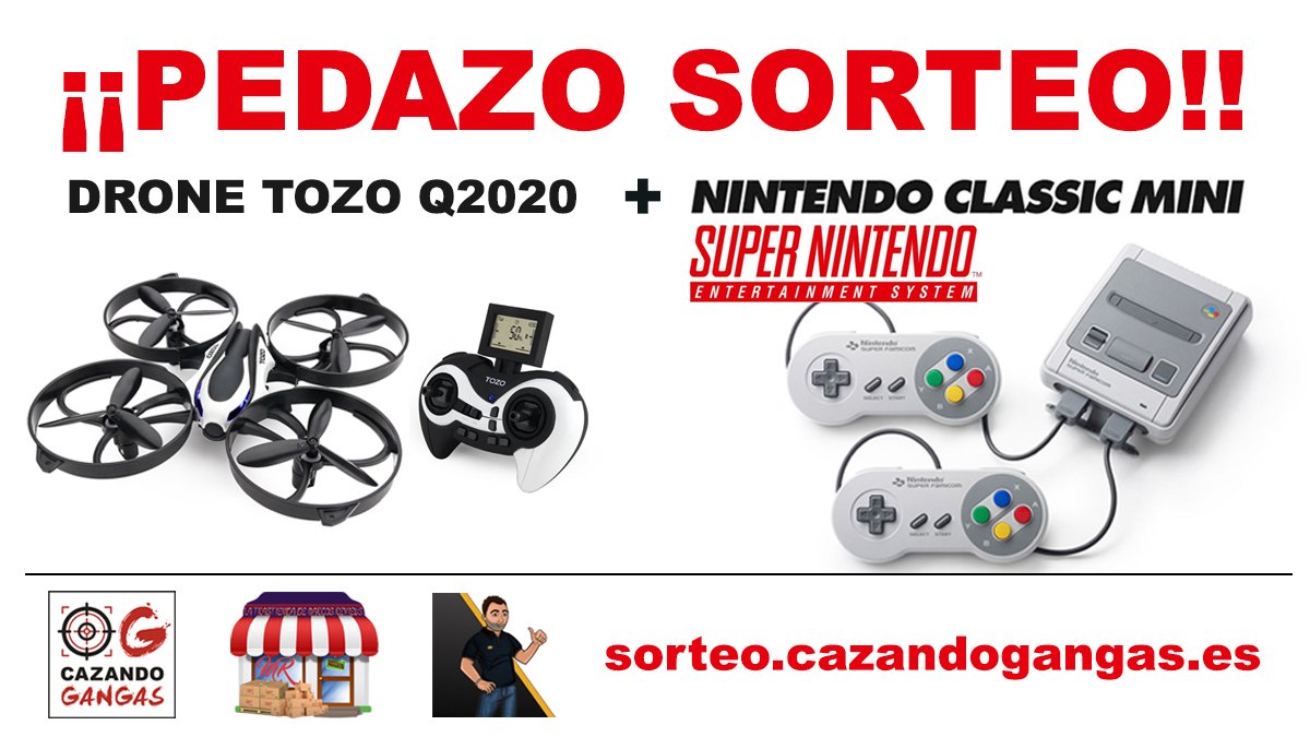 cazandogangas's tweet photo. ‼️ PEDAZO #SORTEO ‼️
¿Quieres una #SNESmini?
Apúntate y consigue
una #SuperNintendo Classic Mini
o un #Drone
🎁 https://t.co/hZUfxDpFzb  🎁 https://t.co/WgoohJWI34