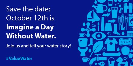 October 12th is the annual 'Imagine a Day Without Water', join us in raising awareness for the value of water and the importance of proper #waterinfrastructures. #valuewater