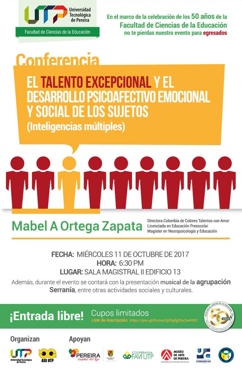 UTPereira's tweet photo. #EgresadoUTP en la semana de los #50AñosFacultadEducación Inscríbete en este evento que tenemos para ti: https://t.co/9eGrtvDOQA https://t.co/UwUMDqYIYx