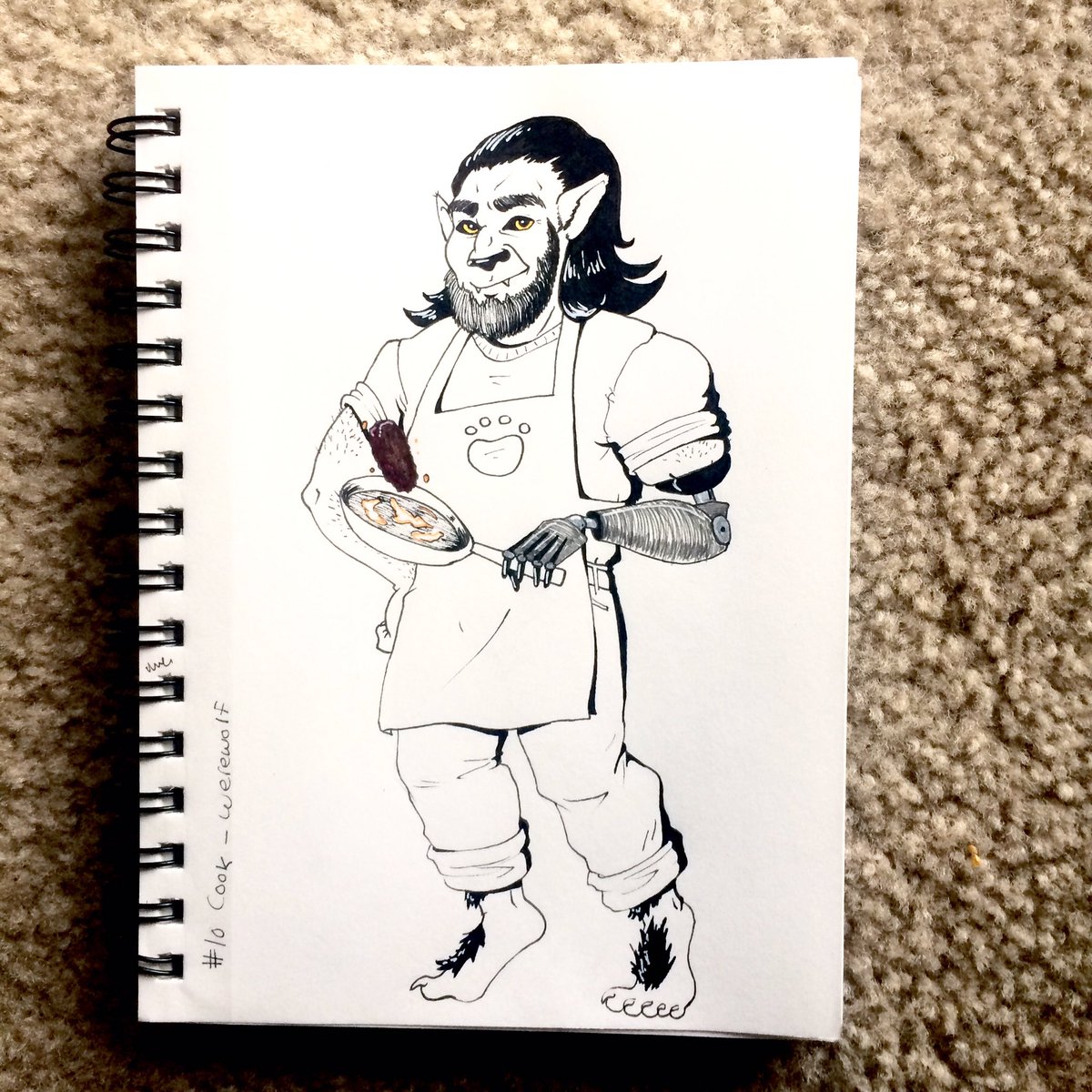 carissacreative's tweet photo. #inktober days 9 and 10! #monsterjob #cook #werewolf and #teacher #demon !! ๐ผ๐น๐ณ๐#inktober2017 #illustration #art #penandink #drawing #chef https://t.co/CJLGwQZHfO