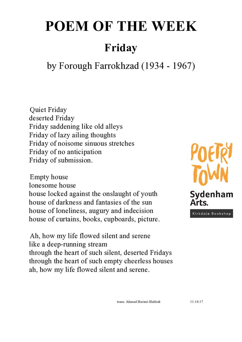 Our Poem of the week @sydartsfest <a href="/KirkdaleBooks/">Kirkdale Bookshop</a> #poetry #poems #loveitlewisham #sydarts17