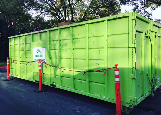 One of our most commonly rented dumpsters can be found behind the Harvard Square building in #Sacramento. #DumpsterRentals #Greenwaste