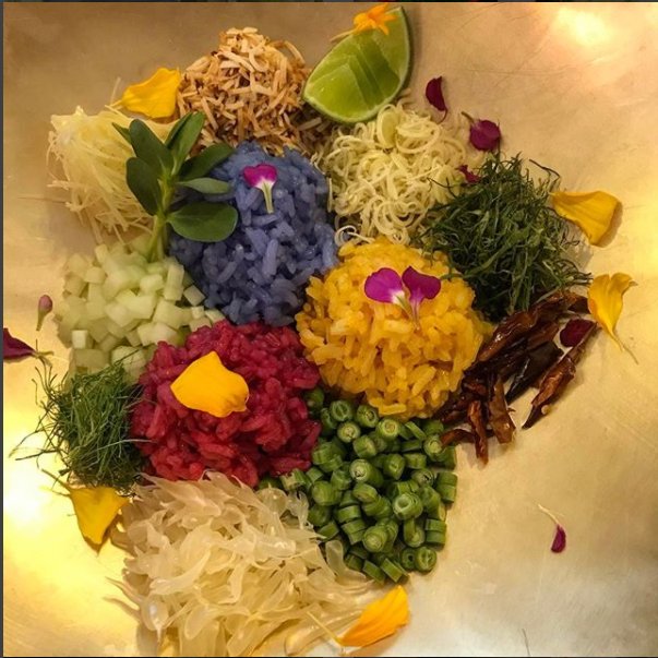 Can't wait to try both of the colourful <a href="/NuitandJeff/">Nuit and Jeff</a> is preparing... one of them is this rice salad with edible flowers! #EattotheBeat