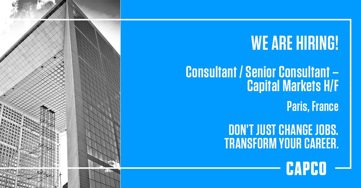 Capco's tweet photo. Capco is moving forward and so can u. We currently have a fantastic opportunity in our #capmkts team in #Paris:
https://t.co/w7BzvJvh79 https://t.co/z9yY9PoidD