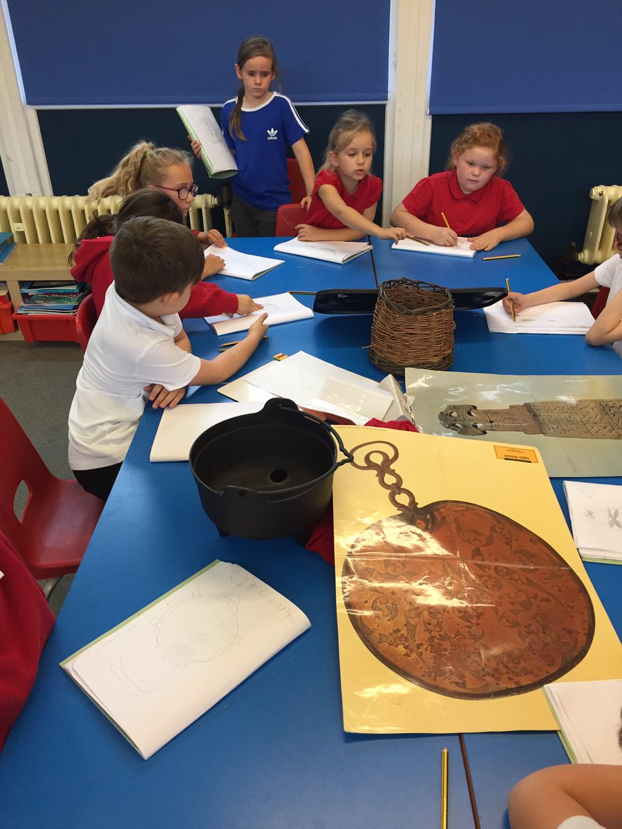 CraigfelenP's tweet photo. Year 3/4 have had a Celtic craft afternoon. Sketching artefacts, designing their own cloth and making model warrior heads #cfp34 #cfpcelts https://t.co/ZSzF9abMpX
