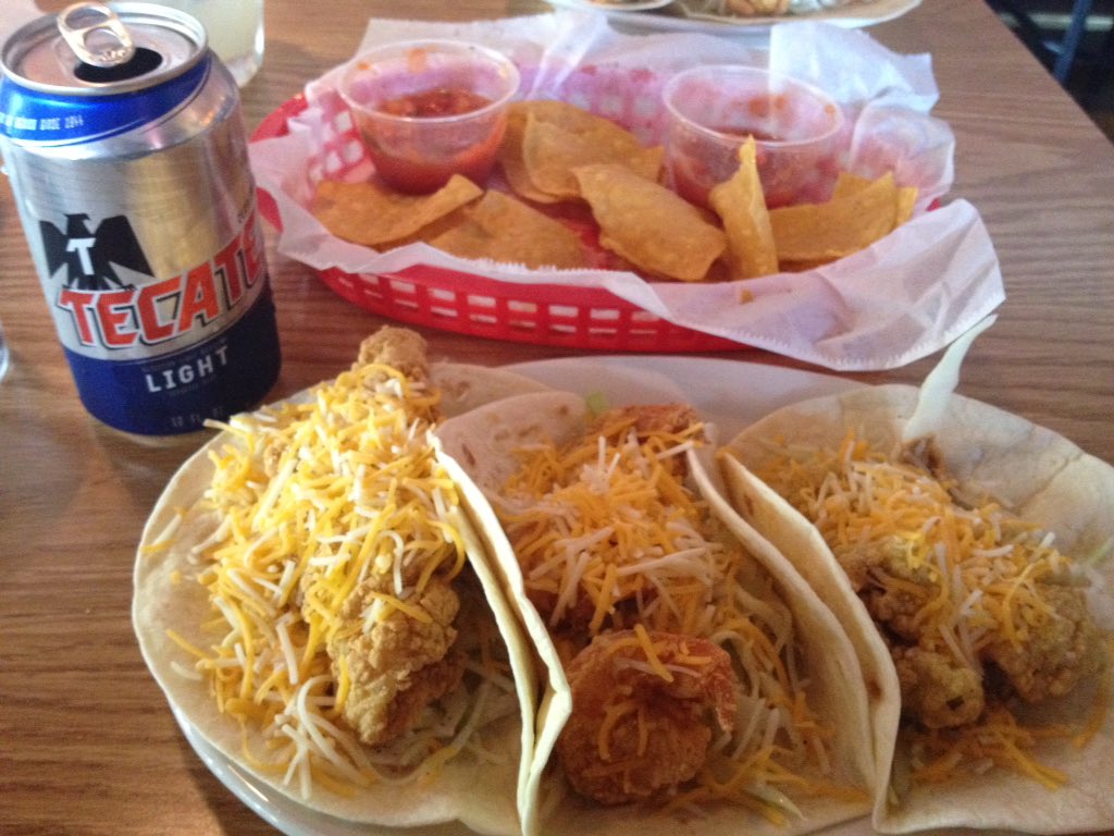 psshidk's tweet photo. When in #Raleigh @OFBRaleigh is a MUST!! #BestShrimpTacosEver @tecate #TacoTuesday https://t.co/5Jg1TRmgxu