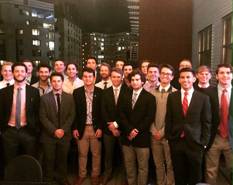 Nice pic from initiation dinner featuring the 2017 Fall Beta Gamma Pledge Class alongside the 3 rush chairs. Welcome to the brotherhood!