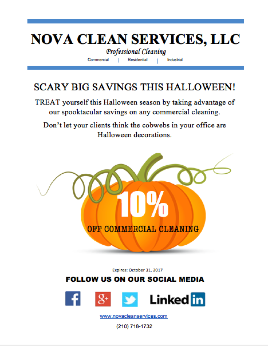 NovaCleanServ's tweet photo. #NovaClean #SpooktacularSavings https://t.co/Mzv5fUu8zH