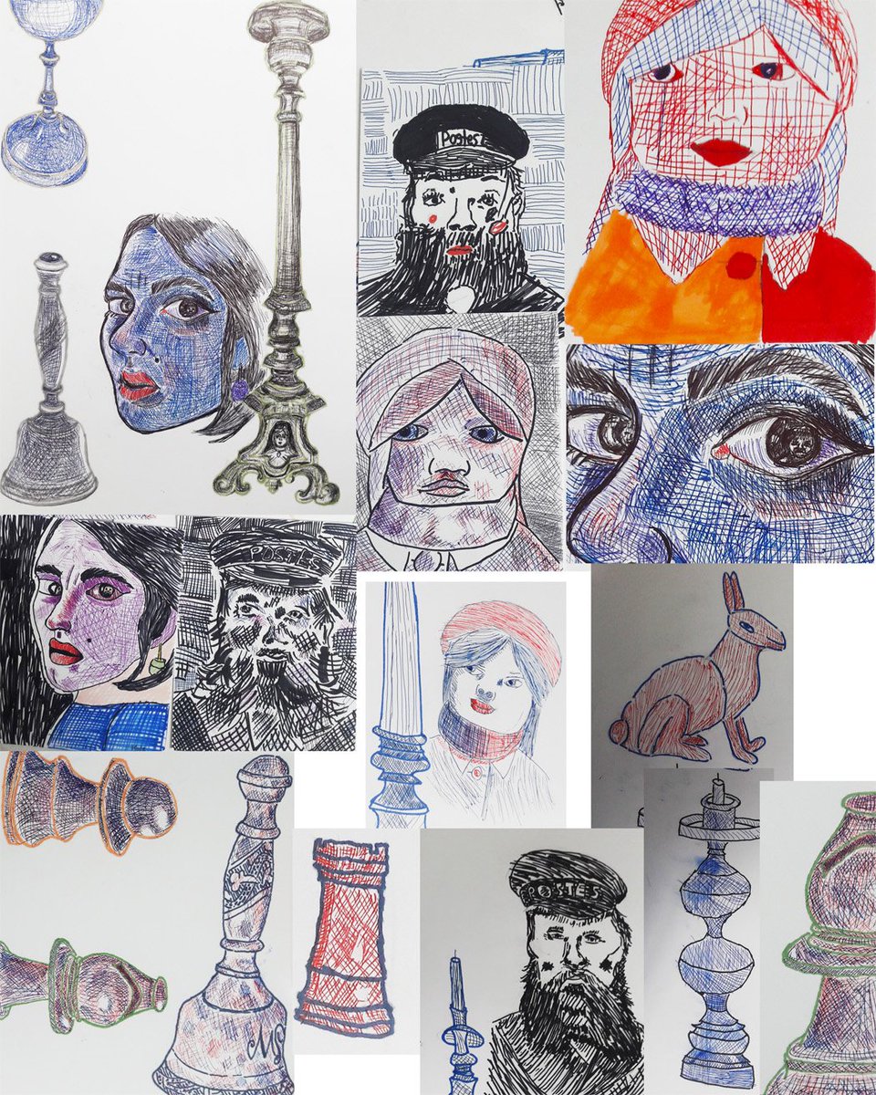 Thanks Emil (+VvG) for inspiring young Berkeley art students. Now all they want to do is crosshatch AND make teeny tiny faces in eyes.