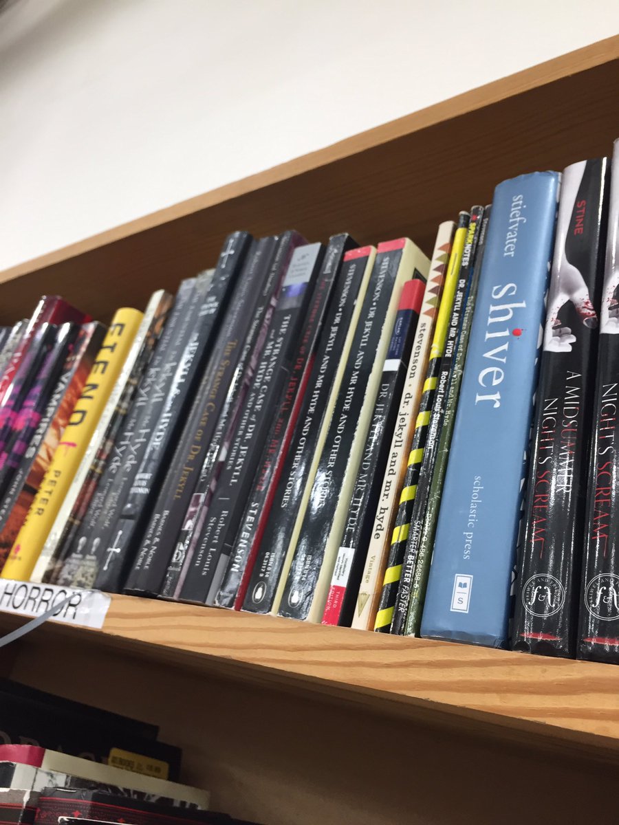 somebooksare's tweet photo. I think Adult Horror is the best place I've yet seen my local HPB shelve an @mstiefvater book. https://t.co/7vQE777YtY