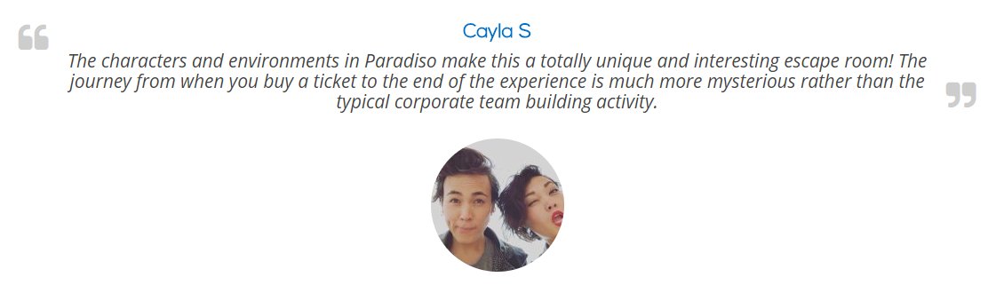 ParadisoEscape's tweet photo. #TestimonialTuesday - Looking for a #teambuilding outing in #nyc?  Try something they won't forget!  Try to escape as a team. ;-) https://t.co/yFQnVC3Xqo