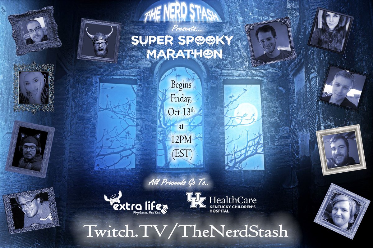thenerdstash's tweet photo. 60 Hours of Super Spooky Fun for @ExtraLife4Kids starts this Friday, October 13th! Join the fun! #twitch #streaming

https://t.co/YYt0gmlpe0 https://t.co/NvsC2Z8jYk