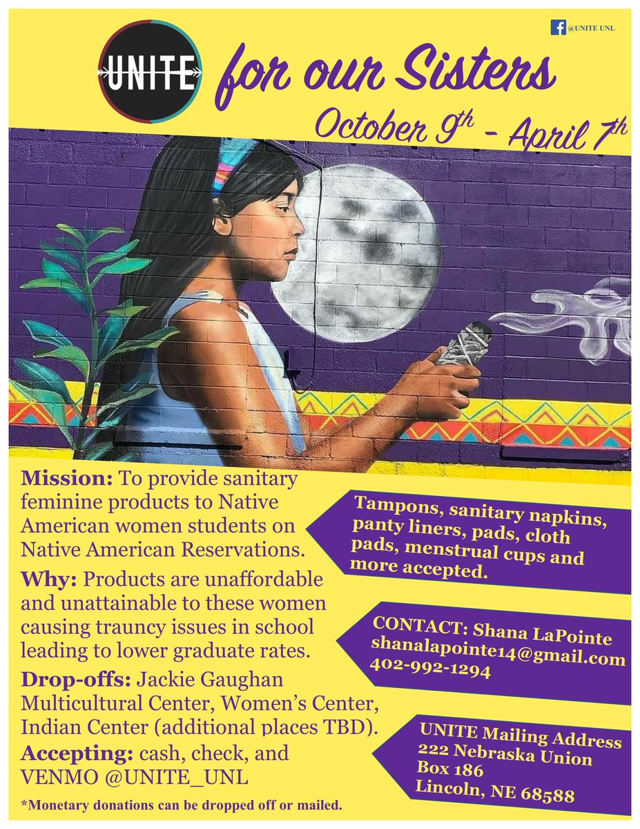 UNITE has started a project. We want our Native sisters to succeed, and we are doing what we can to help. #UNITEforourSISTERS
