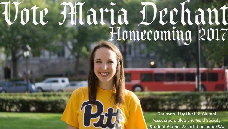 PittCommClub's tweet image. Communication Club is sponsoring a great member and friend of mine in her run for Homecoming Queen. On Thursday vote for #MariaDechant
