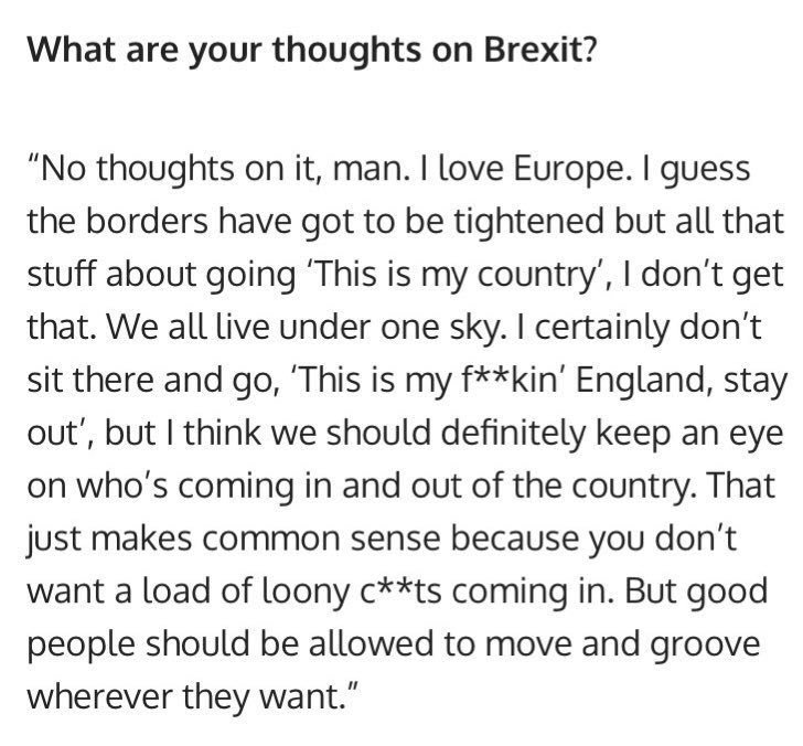 Liam Gallagher: the voice of reason on immigration.