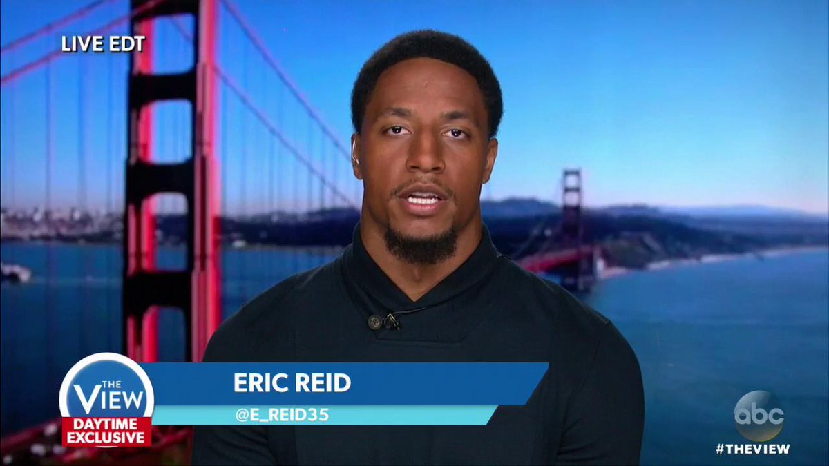 TheView's tweet photo. 49ers' Eric Reid defends taking a knee during national anthem: 'We want to make our country better': https://t.co/AqzI4qUzCQ https://t.co/v7StBqyixS
