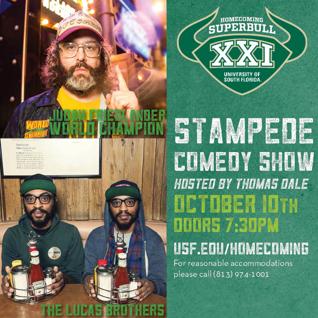 DON'T FORGET BULLS!! TONIGHT AT THE USF SUNDOME <a href="/JudahWorldChamp/">Judah Friedlander</a> x <a href="/lucasbros/">Lucas Bro’s Barbers</a> WILL BE LIVE AND BRINGING THE LAUGHS!! DOORS OPEN AT 7:30P🤘