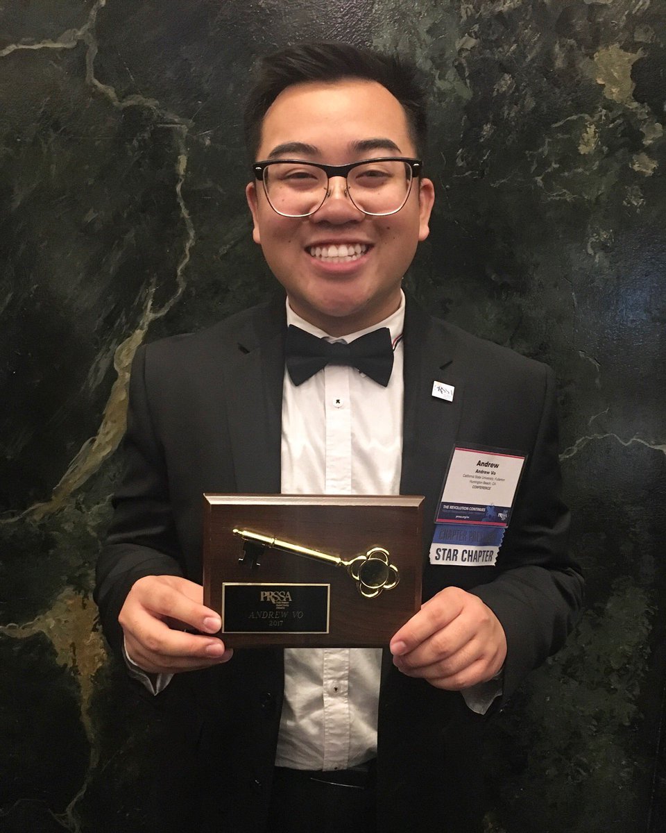 csufprssa's tweet photo. President Andrew Vo was recognized as a National Gold Key recipient, which is the highest honor given to #PRSSA members, at @prssanc! https://t.co/qpaIglSNSS