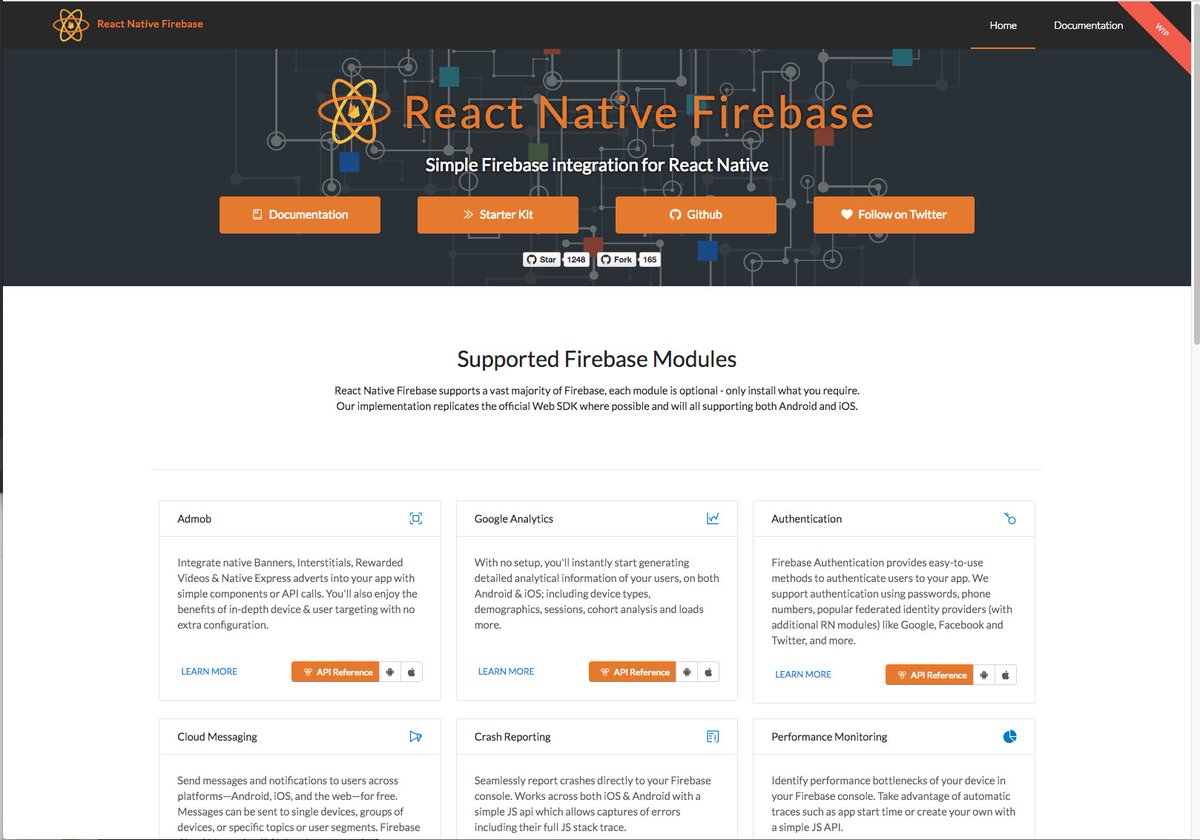 mikediarmid's tweet image. We&apos;ve been squirrelling away at a new doc portal (WIP) for #rnfirebase, #rnfirebase users feel free to check it out: rnfirebase.io