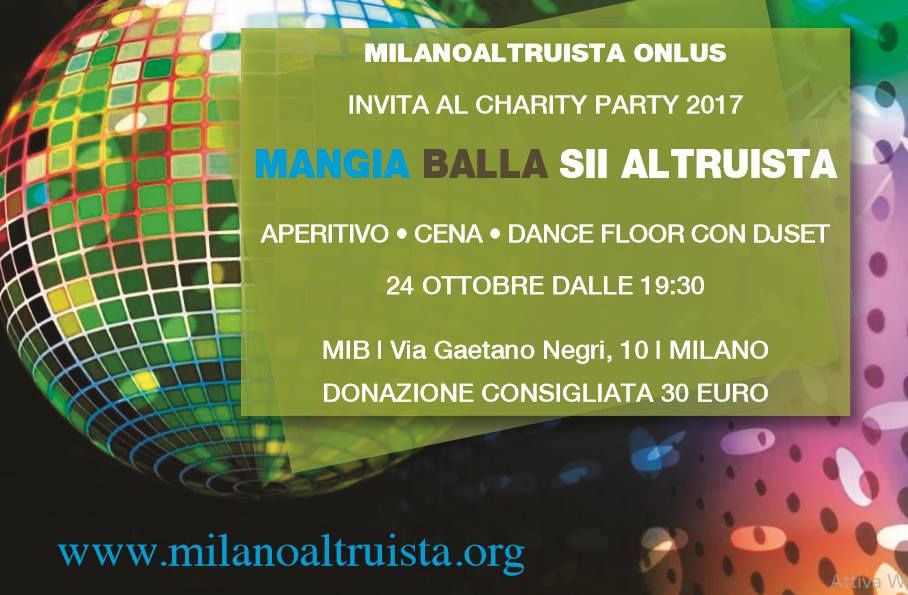 MiAltruista's tweet image. #divertitialtruista Come coniugare divertimento e altruismo? Partecipando al Charity Party 2017. Ti aspettiamo!