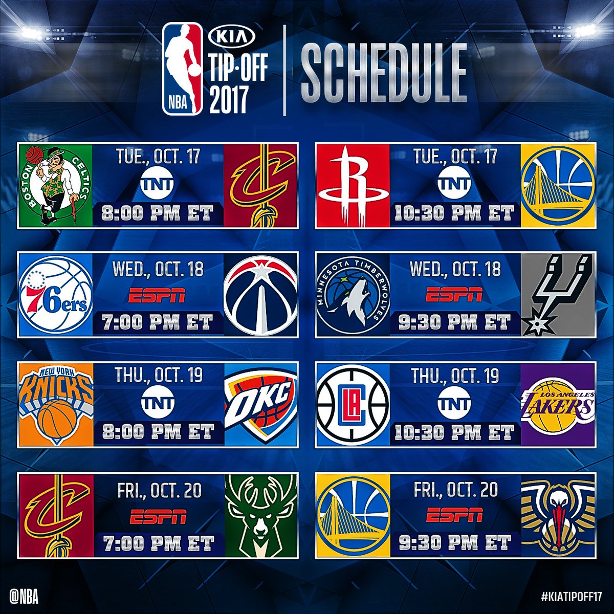 NBA's tweet image. It's #KiaTipOff17 Week!