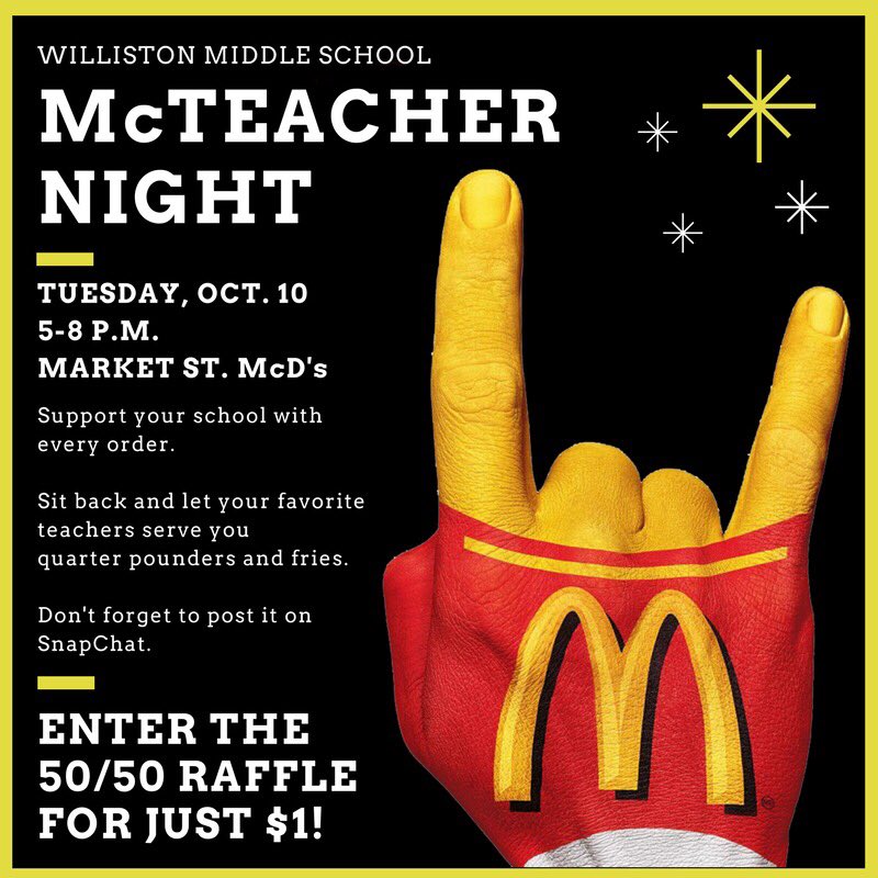 Starting now! Hope to see y'all at McTeacher Night!