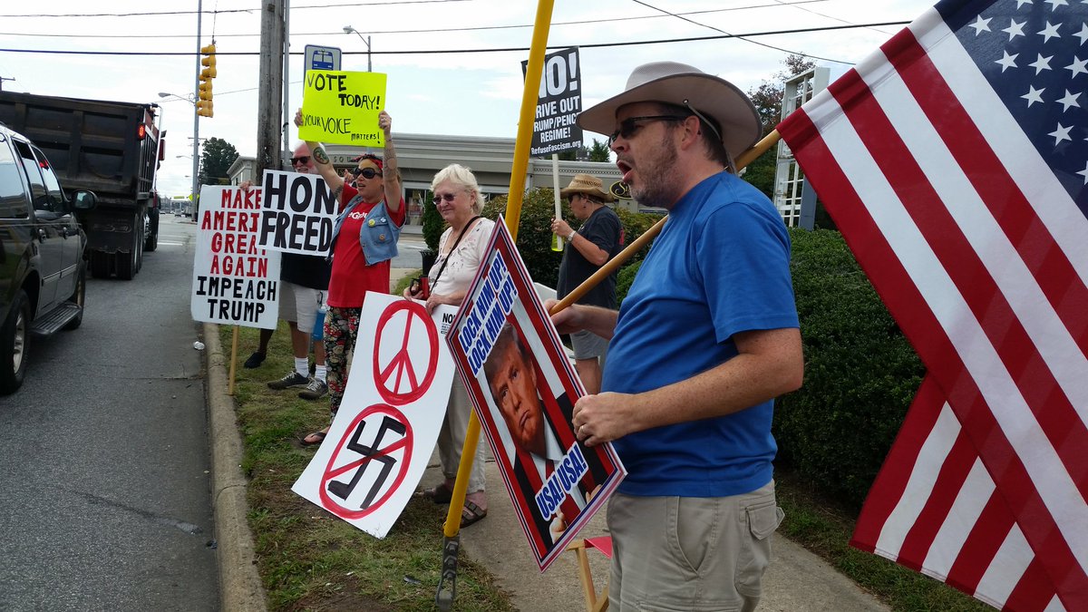 IndivisibleGCo's tweet photo. Reminding people of why they need to go vote today!  #IndivisibleHighPoint #IndivisiblesNC #TakeActionTuesday https://t.co/xqtRl2YUca