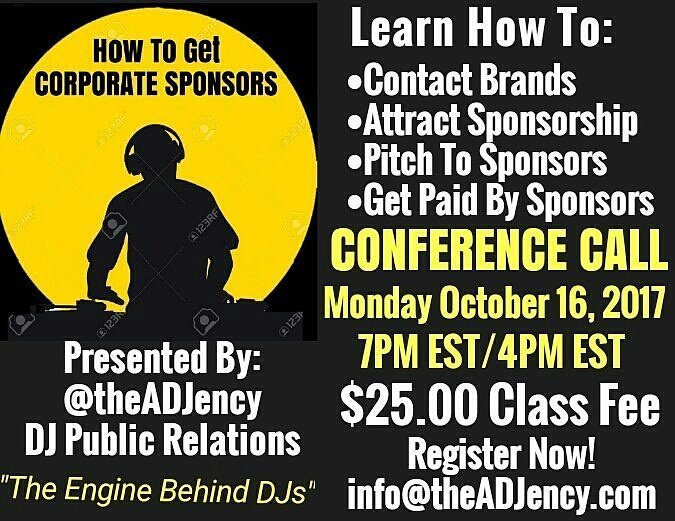 theadjency's tweet image. DJs, Do You need Corporate Sponsorship? Sign Up for Our "How To Get Corporate Sponsors" DJ Call $25 info@theADJency.com #dj #sponsors