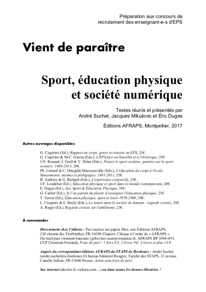 DaviaBenedetti's tweet photo. Contribution dans ouvrage de préparation au #concours d'enseignement #CAPEPS #Agrégation en #EPS. #AFRAPS. Vient de paraître. https://t.co/DF3JdCIaRH