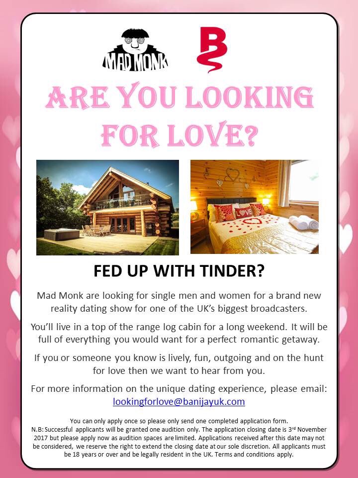 Mad Monk are looking for you to get involved in this brand new dating reality show. Click here to apply shortaudition.com/Love-Cabin?ori…