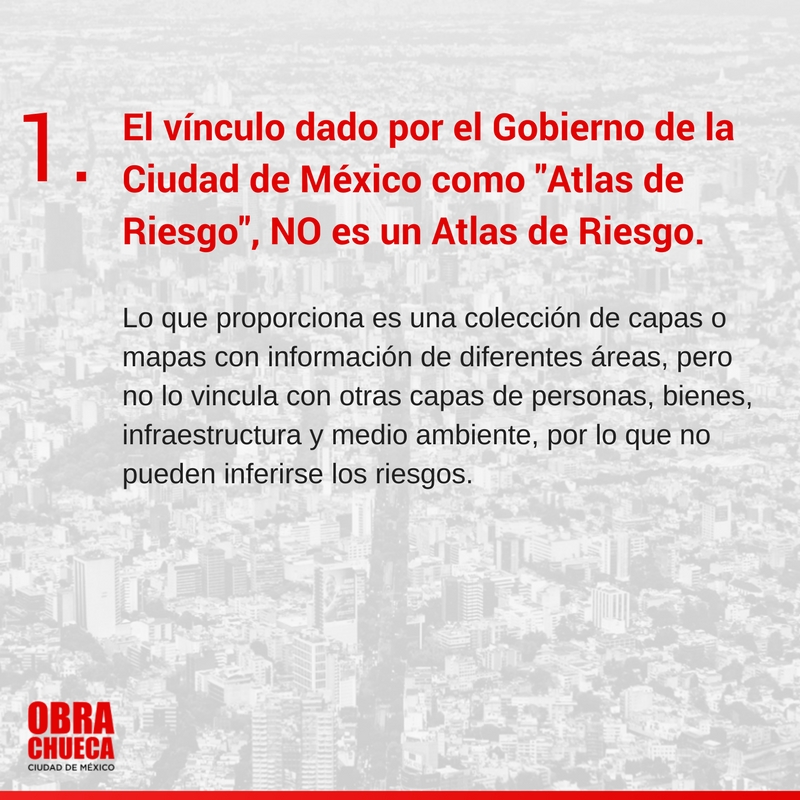 ObraChueca's tweet photo. 📢 IMPORTANTE: Sobre el #AtlasDeRiesgo que comparte el Gob. de la CDMX - https://t.co/NgmxMUbzt0 https://t.co/ZHOefrFBcq