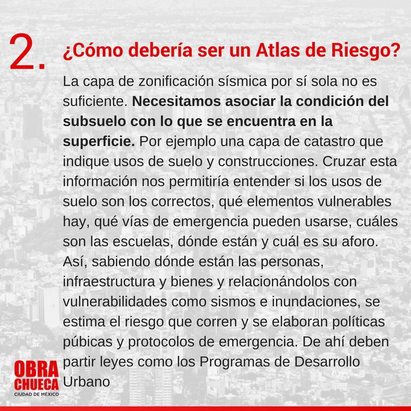 ObraChueca's tweet photo. 📢 IMPORTANTE: Sobre el #AtlasDeRiesgo que comparte el Gob. de la CDMX - https://t.co/NgmxMUbzt0 https://t.co/ZHOefrFBcq