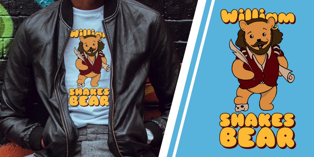 MerchHare's tweet image. WILLIAM SHAKESBEAR - Celebrate #Shakespeare's countless #bear references with a cute shirt! Get it at: teespring.com/shakesbear
