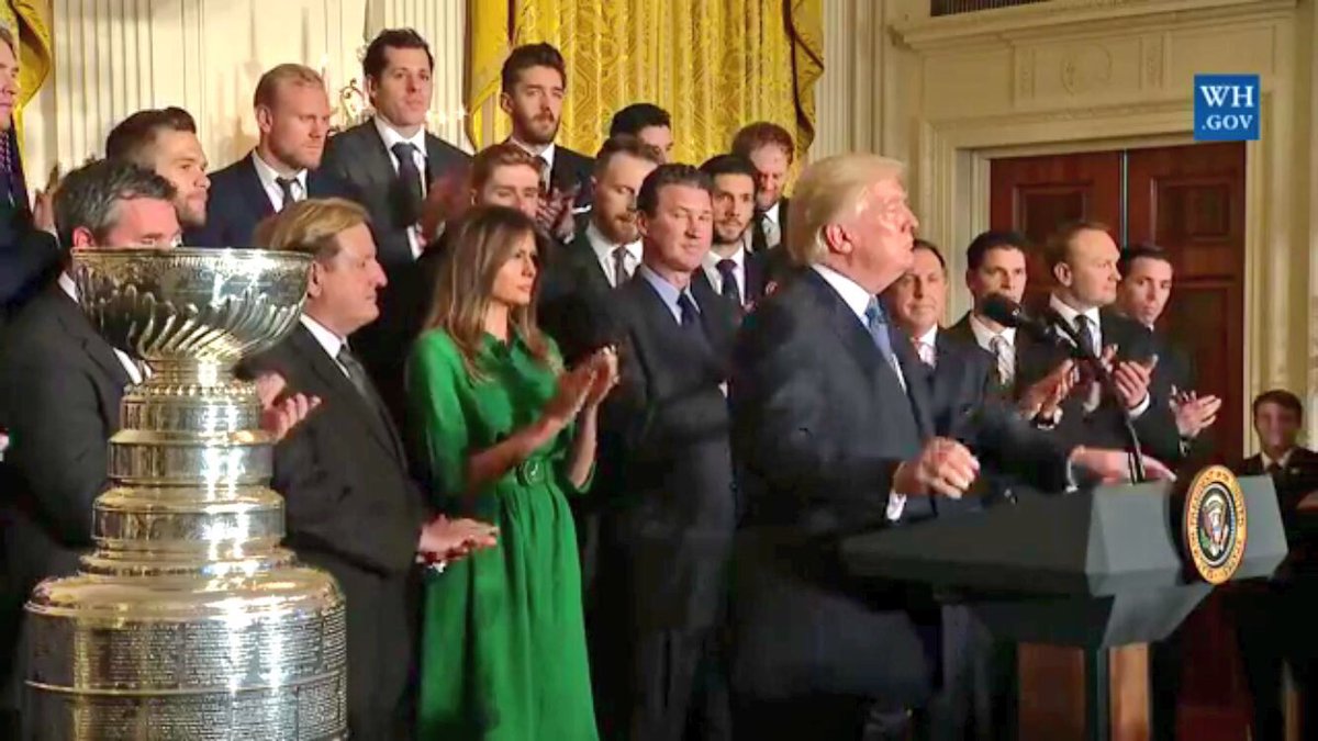 The Pittsburgh Penguins and the Stanley Cup visited the White House today. https://t.co/wvUrXSmL28