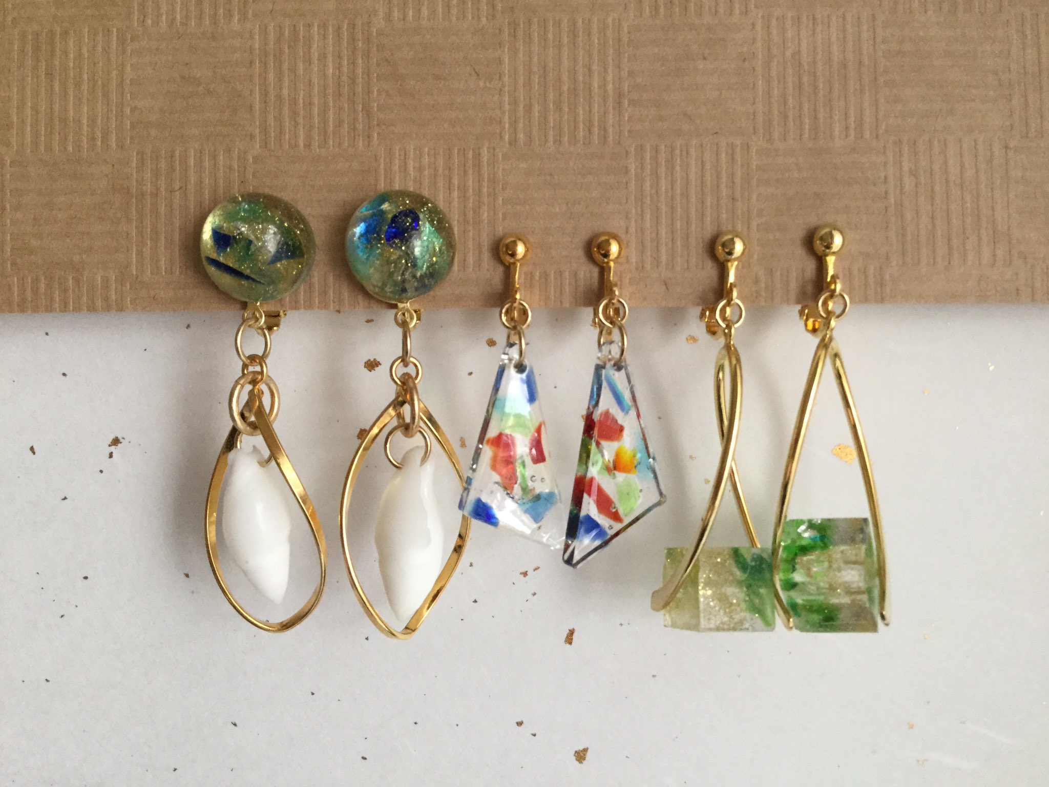 沖縄デザイン屋 Nico Twitterissa 琉球ガラスとレジンでキラキライヤリング イヤリング 沖縄 ハンドメイド