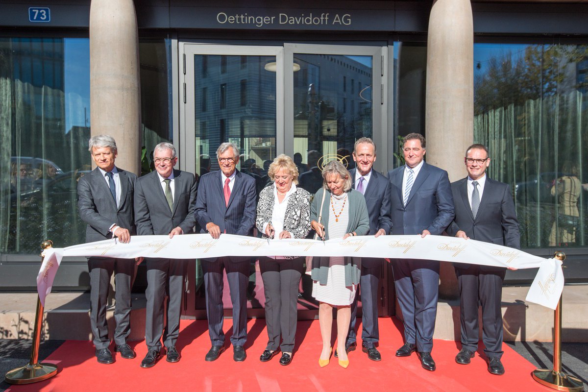 DavidoffCEO's tweet photo. Ribbon cutting - live from the inauguration of our new Oettinger Davidoff HQ "Maison #Davidoff" in Basel. Truly a time beautifully filled 😃 https://t.co/FGPOXgdbBE