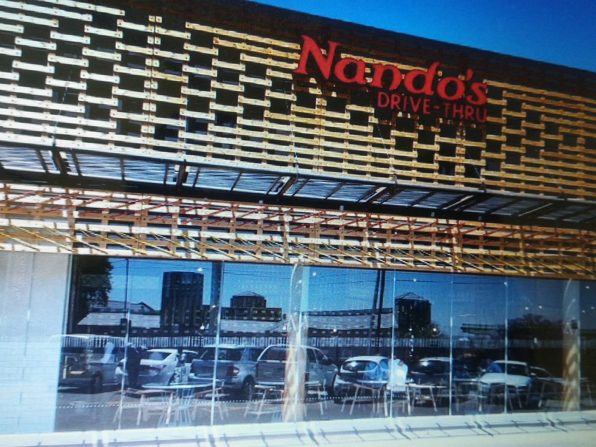BrandUze's tweet photo. Drove past an impressive @NandosSA building in Bryanston, love the design of the drivethru tunnel https://t.co/pUfD7JzSWk