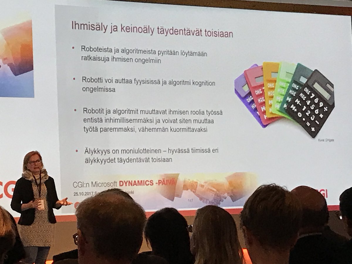 kmartelius's tweet photo. Ihmisäly ja keinoäly täydentävät toisiaan, loppuasiakas on kuitenkin aina ihminen! @minnahuoti #dynamicspäivä https://t.co/R3ocNMDjLY