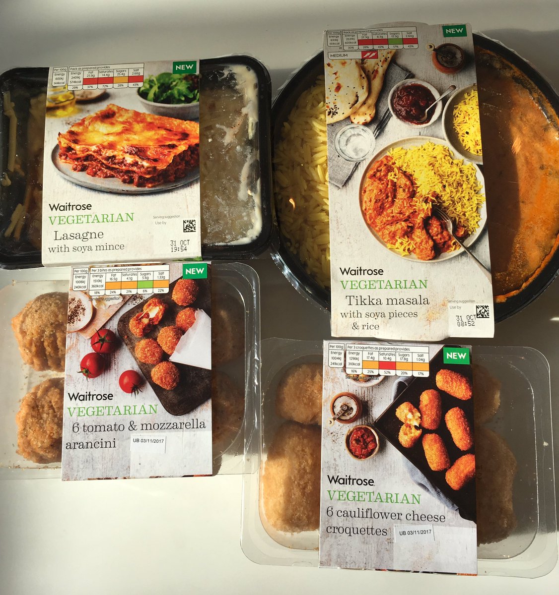 hwallop's tweet photo. .@waitrose launches 30 new meat-free dishes using @Vegebutcher soya. These look tastier than its new 'sheese' - a vegan spreadable cheese. 🤢 https://t.co/cPMwCQsBvW