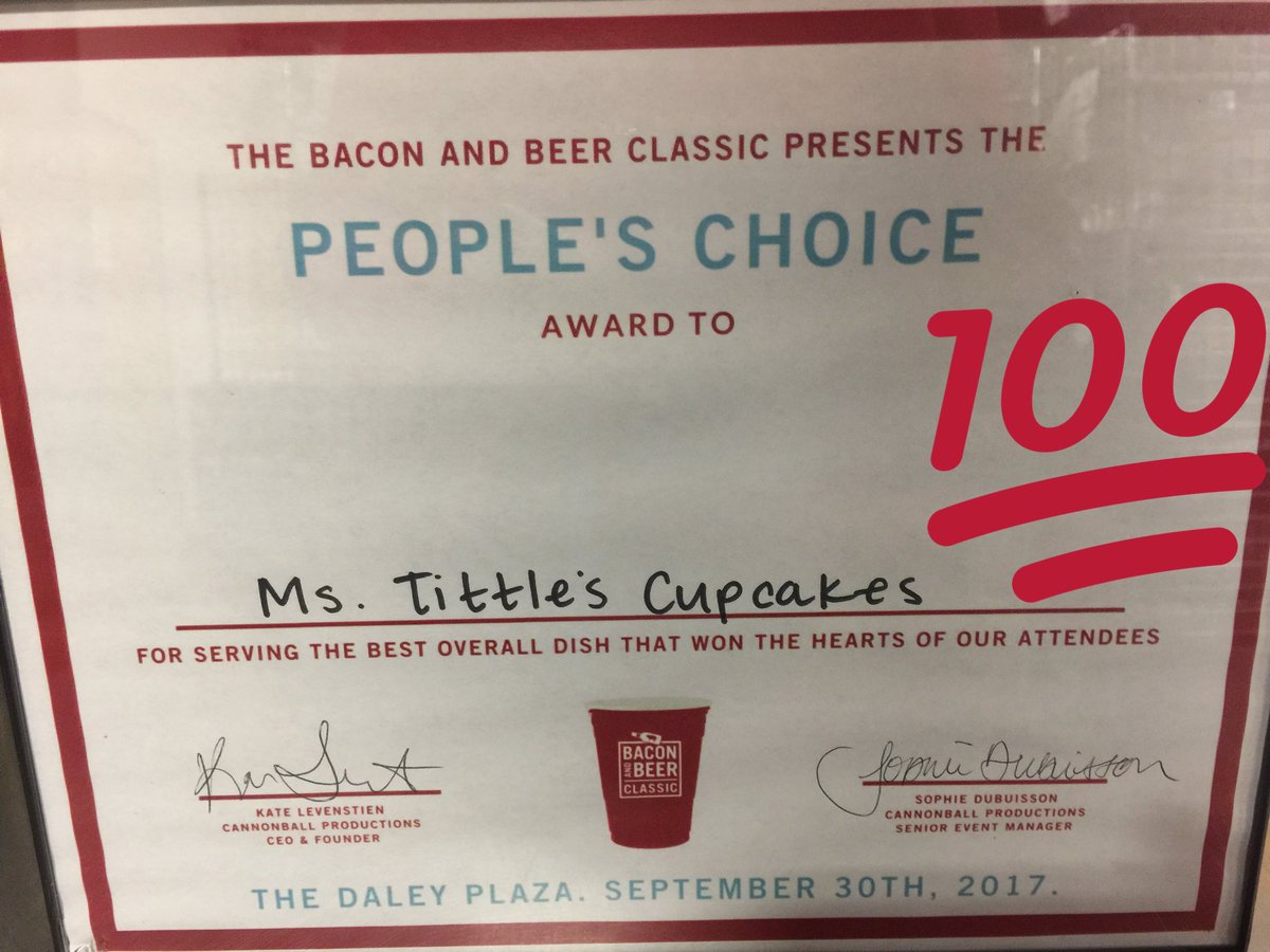 TittlesCupcakes's tweet photo. People's Choice award - 3rd year in a row. We did A Salt Caramel, Bacon &amp; Flapjack Vanilla Ale Beer Cupcake. Thank you. https://t.co/vxaFPUBJBP