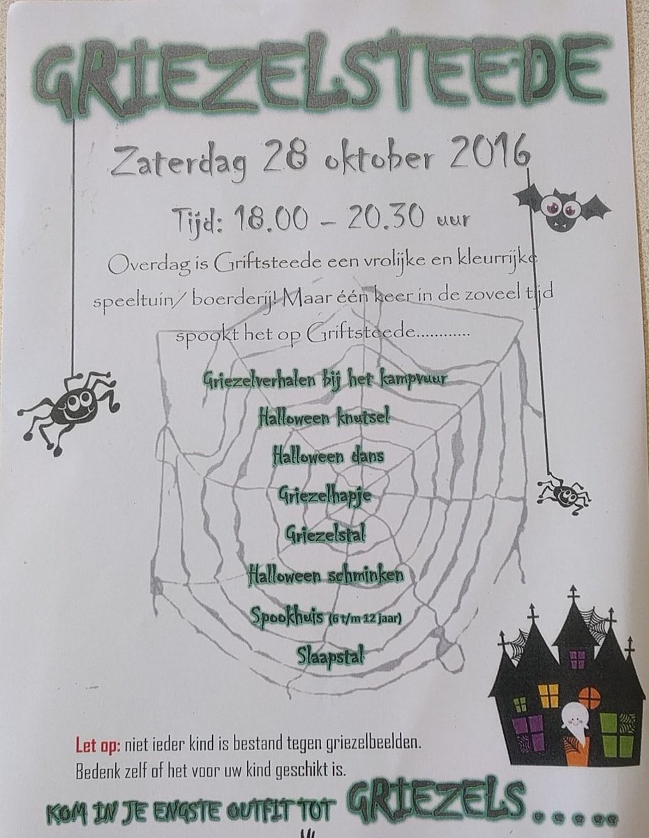 RosaDock's tweet photo. Kom zaterdag avond ook griezelen op @griftsteede #griezelen #helloween 18.00 -20.30 #activiteiten kom verkleed! @WijkEnCoRosa @WijkEnCoNO https://t.co/VbsD9D6PbL