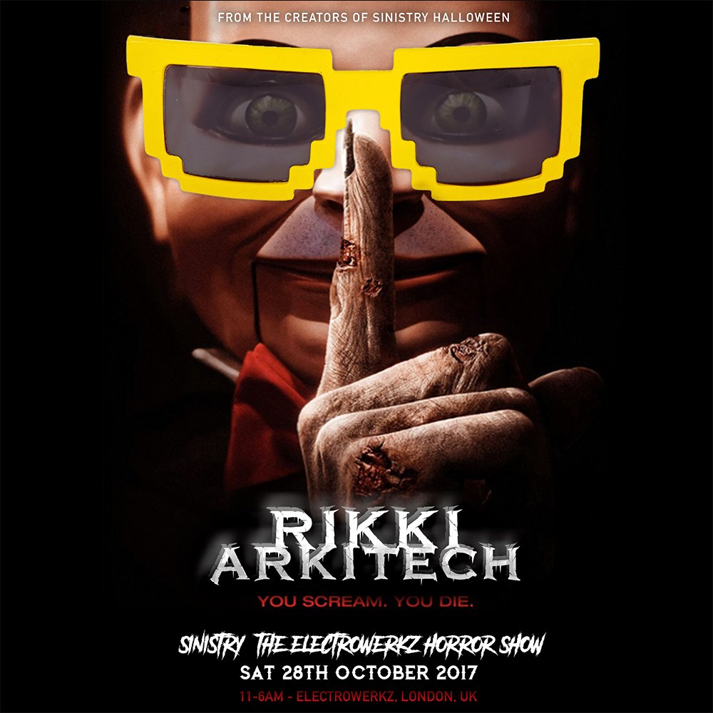 sinistryuk's tweet photo. Are you ready to scream? @rikarkitech is joined by Finnbarr this weekend! #freeform #hardcore #hardstyle #halloween #mashup https://t.co/C0GTyfiBG9