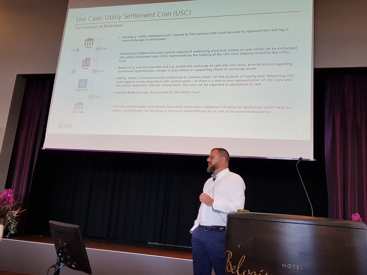 madmeier's tweet photo. Martin Rindlisbacher on the #UtilitySettlementCoin at #efblockchain https://t.co/AVkJwWBKTX