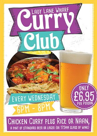 It's #curry club tonight from 6pm-8pm. Curry, Rice or Naan, Pint or Glass of wine* all for £6.95 #Food #PubFood #Solihull #Earlswood