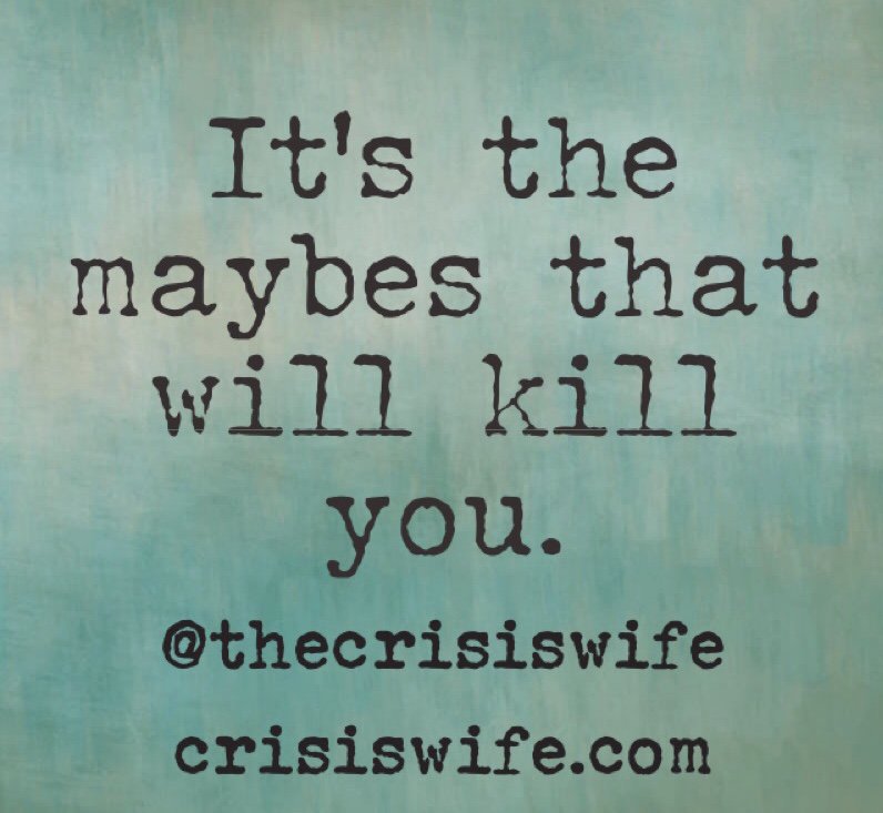 thecrisiswife's tweet photo. Be intentional. Take a day off of all the "maybes."
After #betrayal it is normal to feel overwhelmed by even the smallest decision. #Healing https://t.co/DlX5gVe1GL