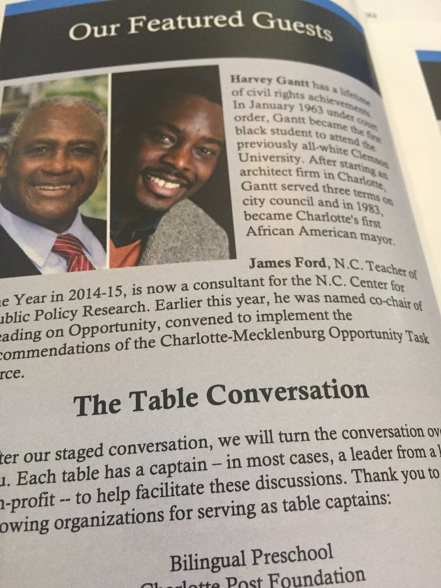 PGeducator's tweet photo. Glad to be apart of the @theobserver #OnTheTableCLT event with Mr. Harvey Gantt and @JEFordNCTOY #maleeducatorsofcolor https://t.co/U7CBjhrWpf