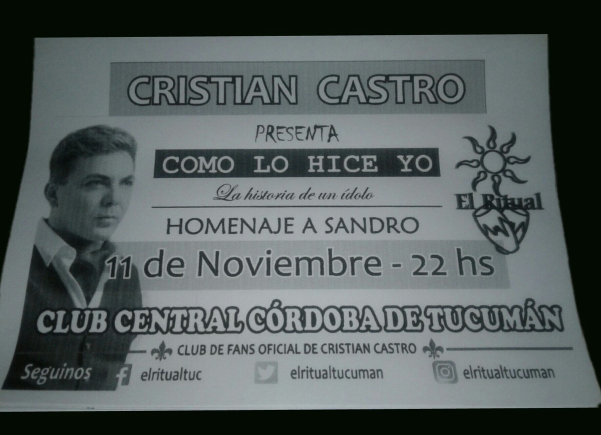 elritualtucuman's tweet photo. #CristianCastro en Tucumán!!! 11 de noviembre @cctucuman Entradas ya en venta! Gracias #planmagazine @LocosxDosOk @Gonuruena  ❤❤❤ https://t.co/W53wtGB59y