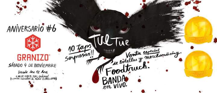 6to Aniversario de @CervezasGranizo | 10 líneas 🍺 |  Venta especial botellas y merchandising | Foodtruck | Sabado 4 Noviembre #Quilpué