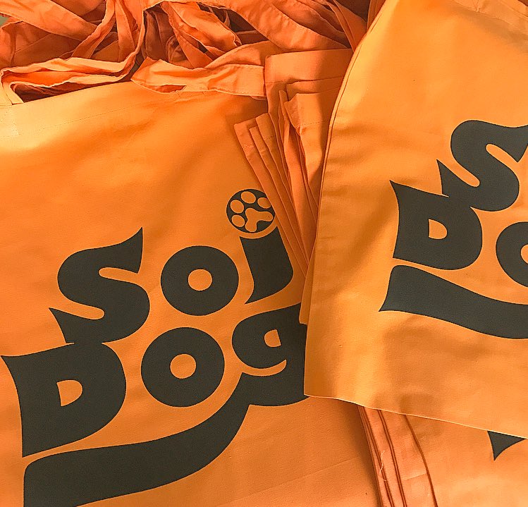 These lovely orange totes seem to be the popular colour for the lovely <a href="/SoiDogPhuket/">Soi Dog Foundation</a> so we have printed up more for the lovely merch team.