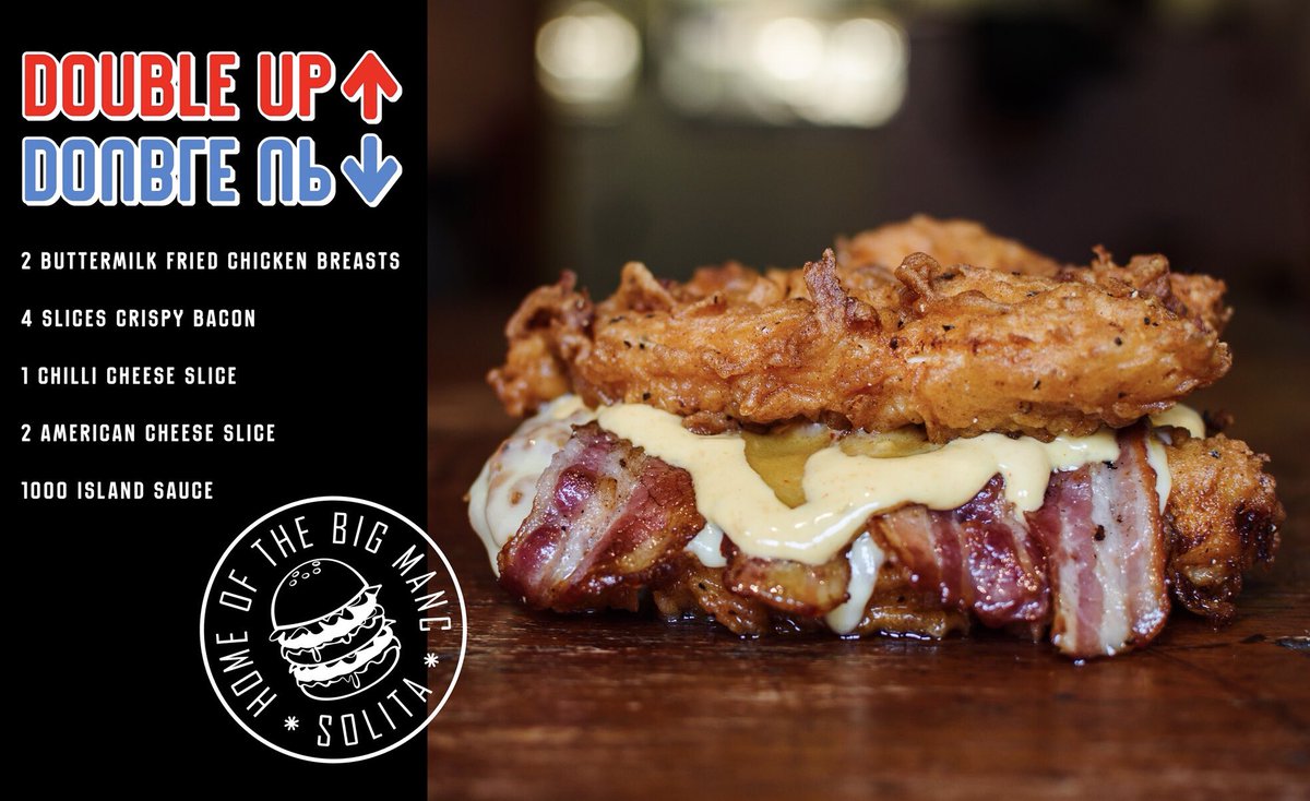 Double Up our version of the KFC Double Down. On sale Tomorrow. RT for the chance to win 2 plus a £50 Bar tab.